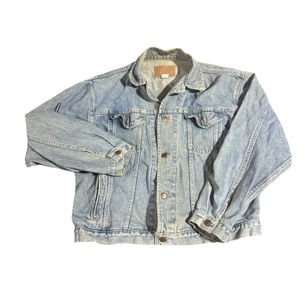 Vintage Nuovo Jeanswear County Seat Jacket Men Size L Denim Jean Trucker Blue